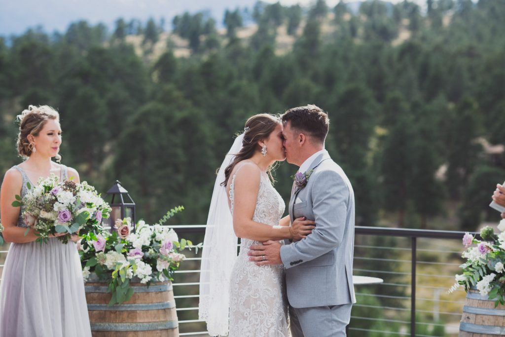 First Kiss after the ceremony , SkyView in Estes Park CO